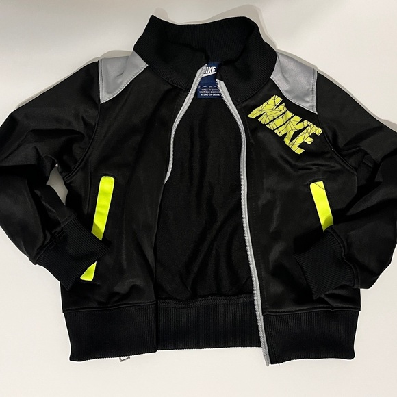 Nike Black Tracksuit with Neon Yellow and Silver Accents - Picture 2 of 5